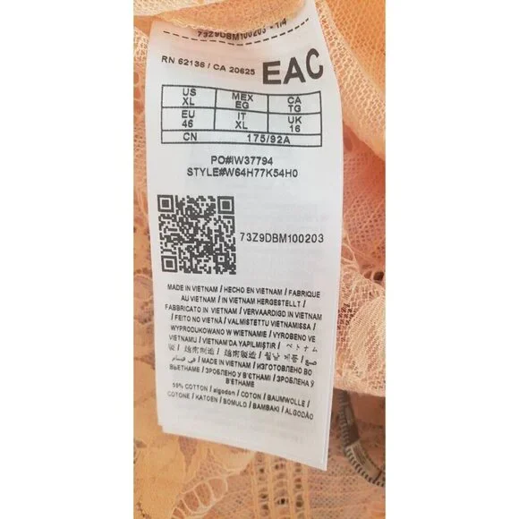 GUESS SWEET PEACH LACE SLEEVELESS BLOUSE TOP SZ XL - Picture 5 of 6